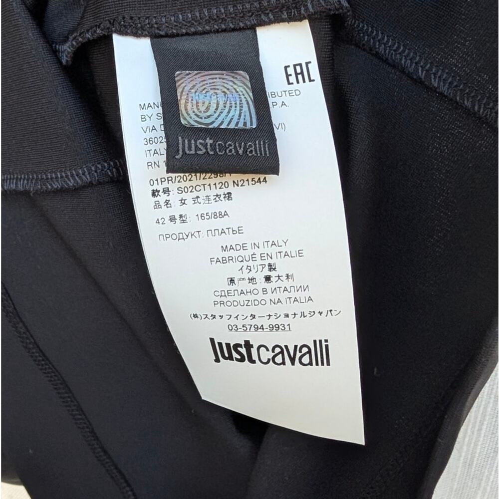 Just Cavalli Dress Womens IT42/US 6 Black Sleeveless Bodycon Slim Mini Logo NWT - Picture 6 of 14